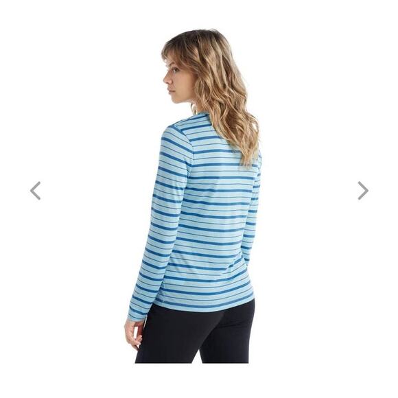 NWT Icebreaker Wave Long Sleeve Striped Tee - LARGE - haze / azul - LARGE - Picture 4 of 6